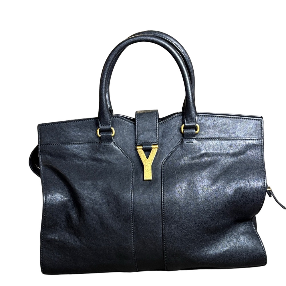 Yves Saint Laurent  Black Leather Cabas Chyc Tote Bag |Authenticated